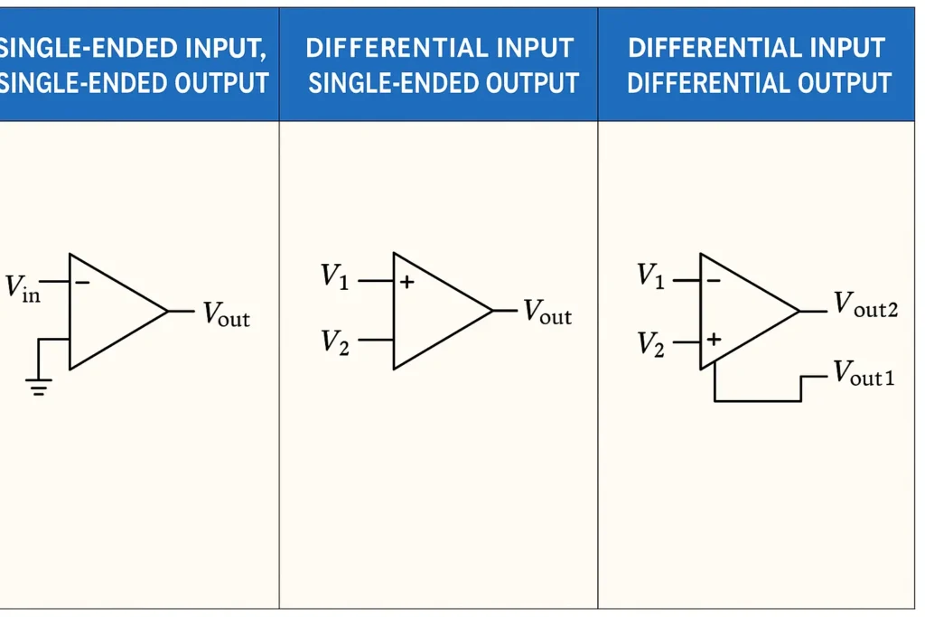different types of differential amplifiers and their inputoutput behavior
