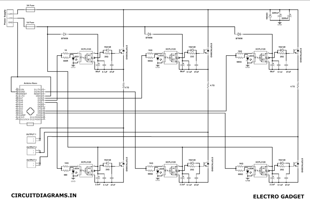3 Phase Inverter Circuit Using Arduino 4077