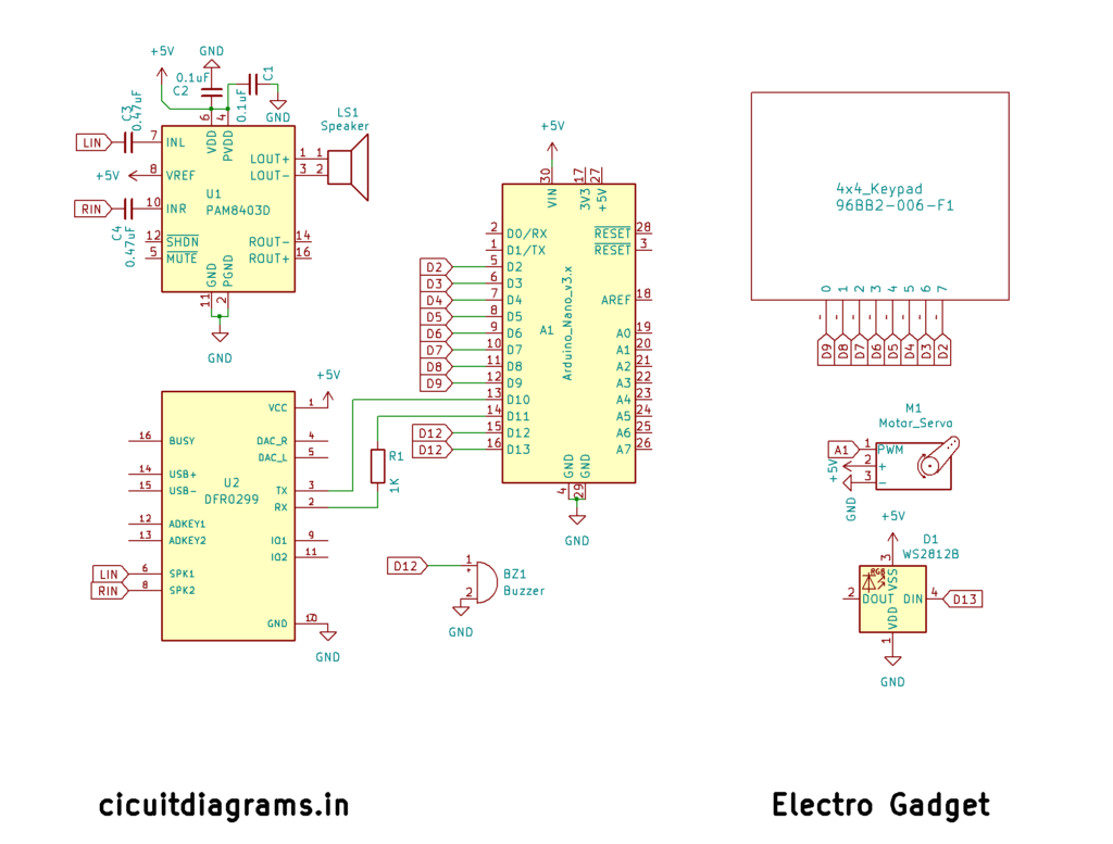 Smart Arduino Door Lock System With Voice Alert Smart Arduino Door Lock System Circuit Diagram