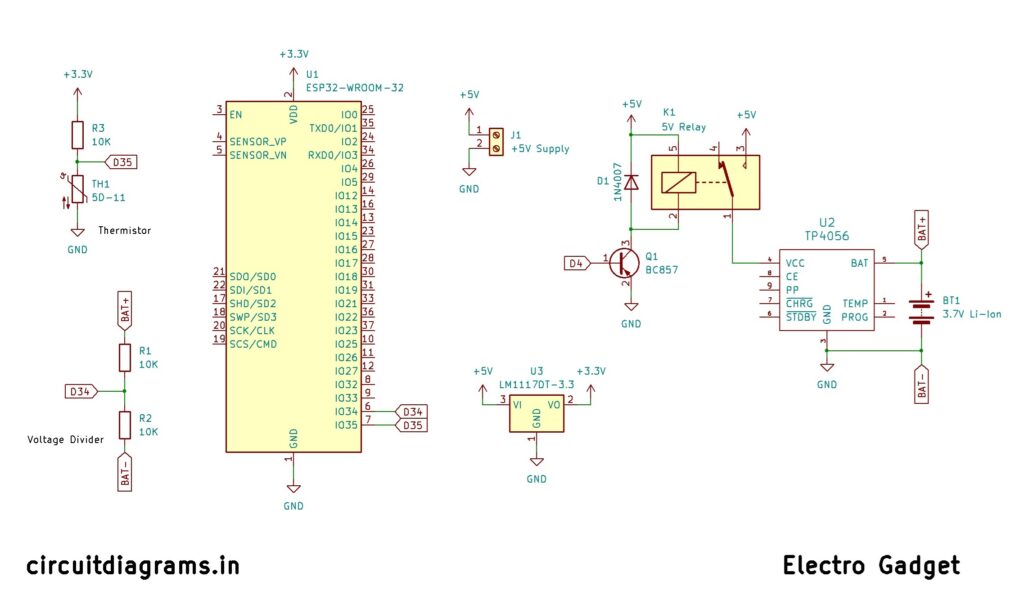 ESP32 Battery Management System Circuit Diagram
