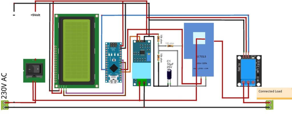 Arduino Power Meter Using SCT-013 & ZMPT101B with Voltage Protection Arduino-Power-Meter-Circuit-Schematics