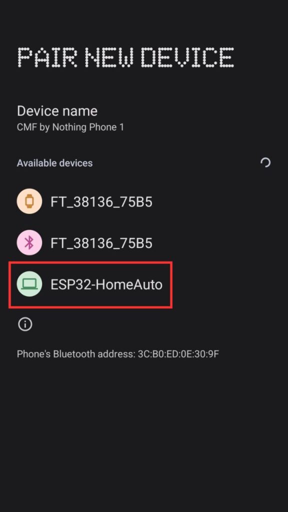 Bluetooth Switch App Bluetooth Pairing
