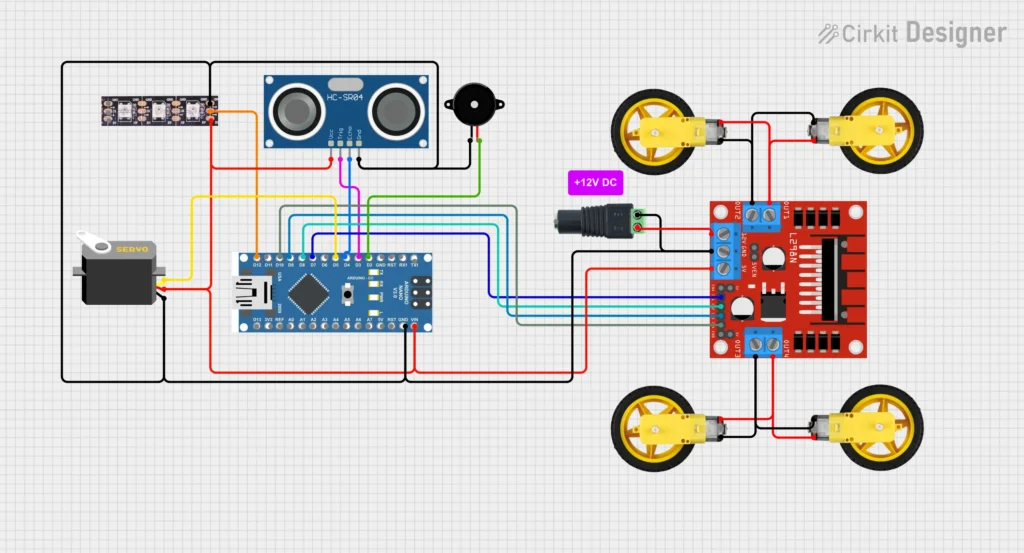 Build An Obstacle Avoiding Robot Using Arduino & L298N Motor Driver Obstacle Avoiding Robot Using Arduino Circuit Diagram