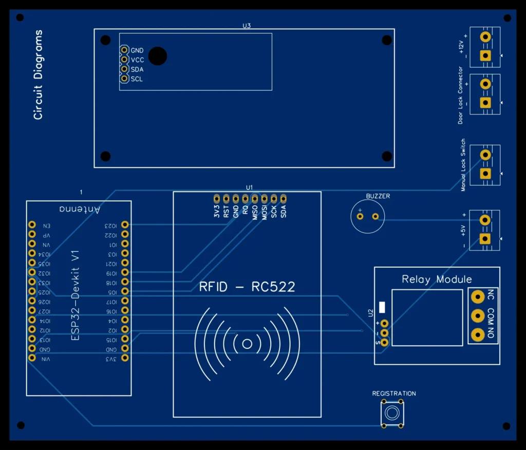 Smart RFID-Based Door Lock System Using ESP32 rfid-door-lock-2d-view