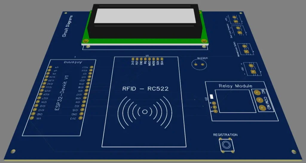 Smart RFID-Based Door Lock System Using ESP32 rfid-door-lock-3d-view